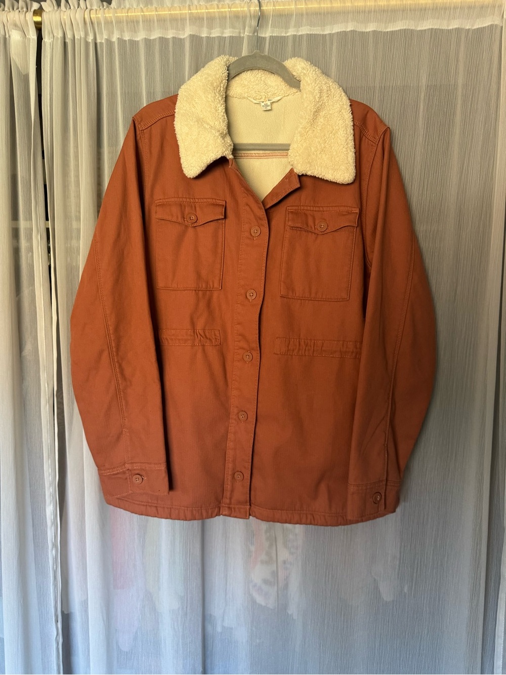 Hang Ten Sherpa Collar Utility Jacket in Rust